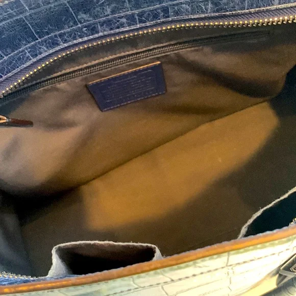 Coach Legacy Haley Satchel Exotic Croc-Embossed Leather 25324 Bag Navy/Sliver - Picture 9 of 12